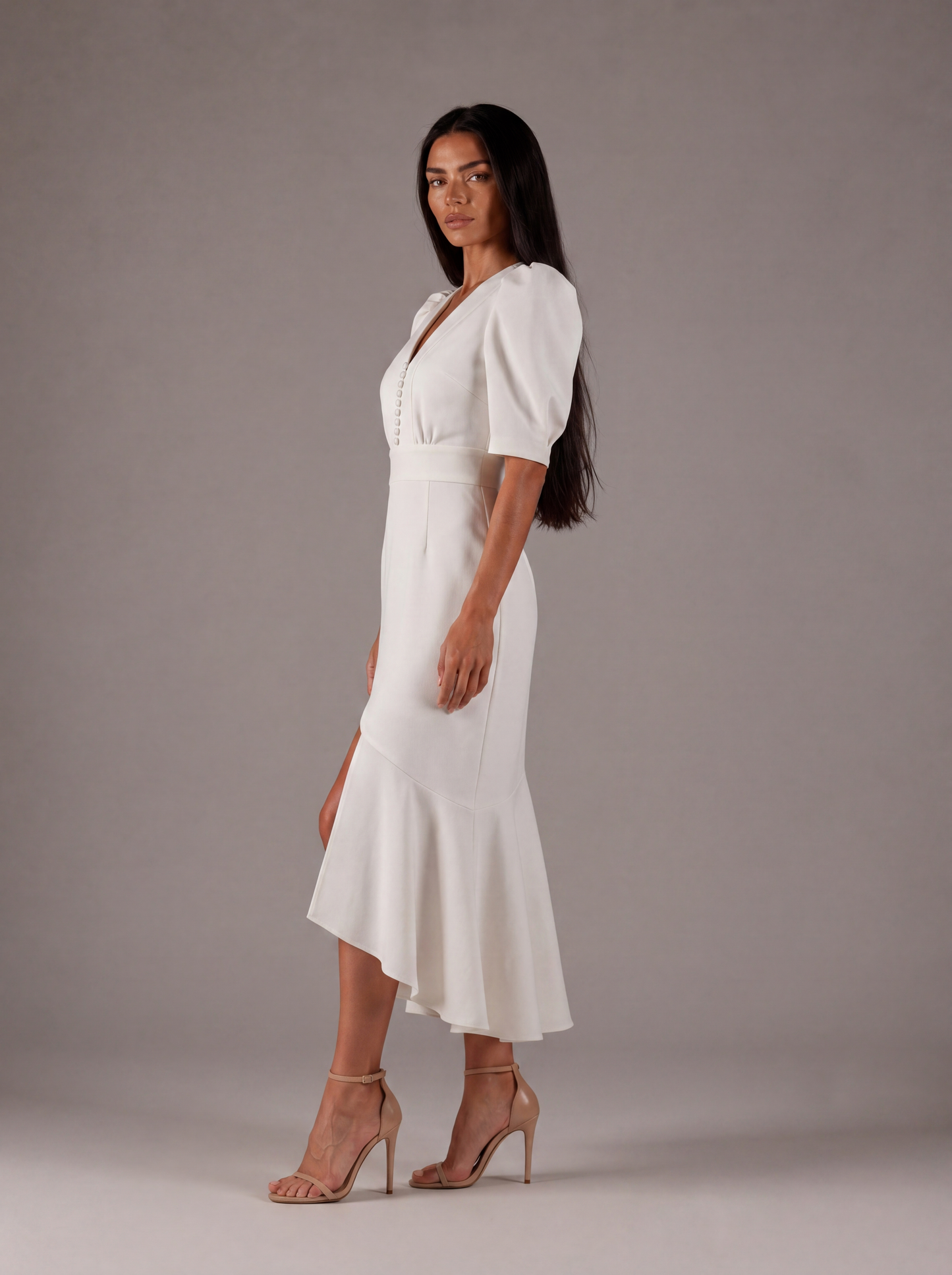 Ivory Elegance Midi Dress