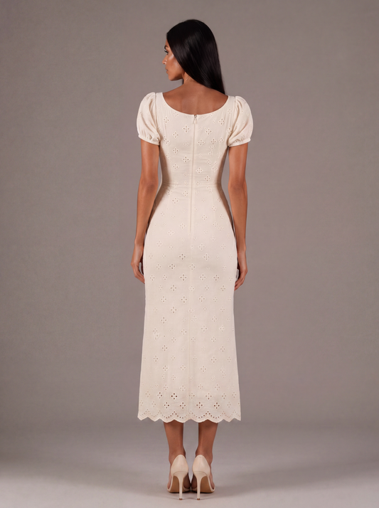 Ivory Blossom Midi Dress
