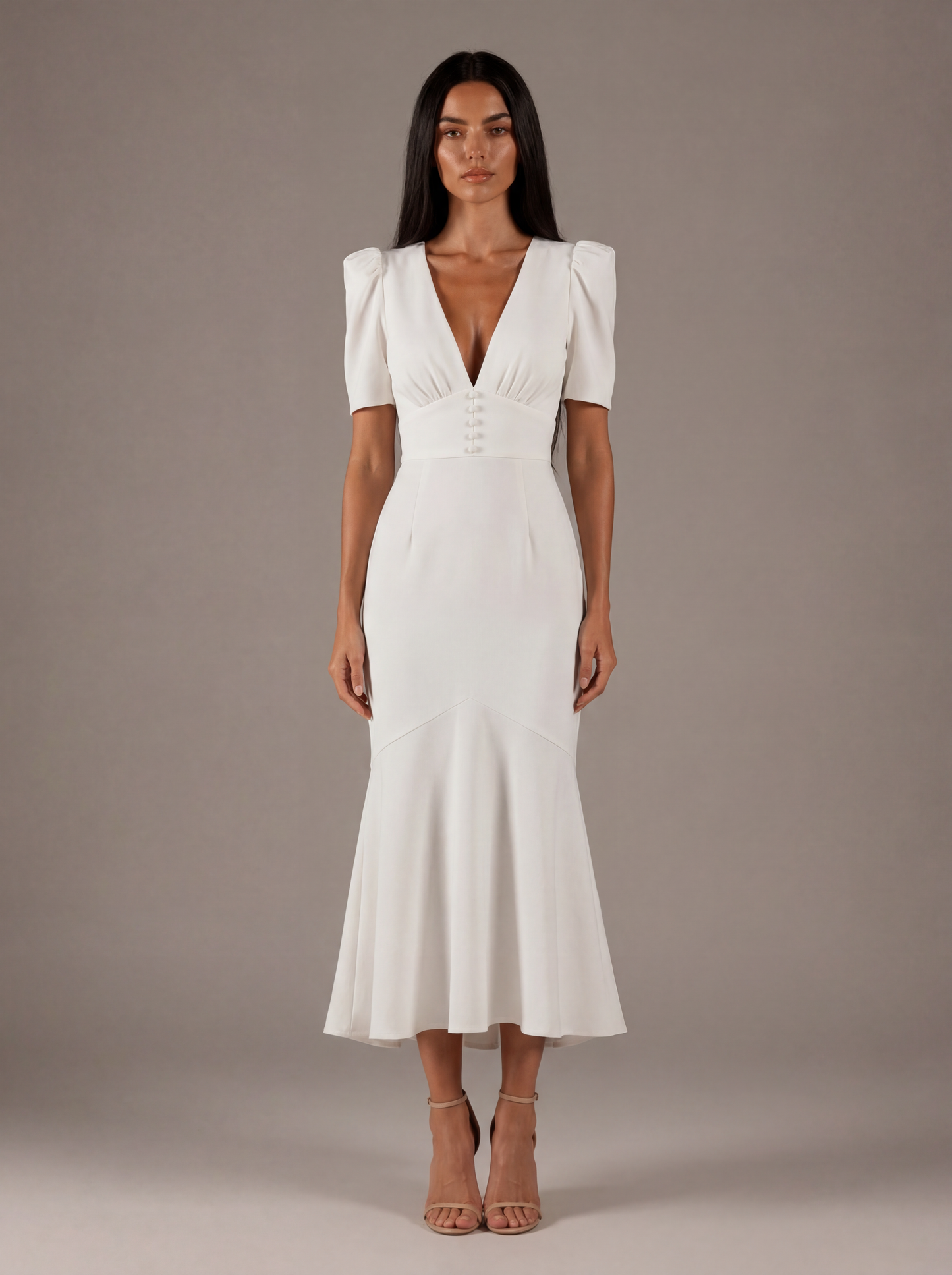 Ivory Elegance Midi Dress
