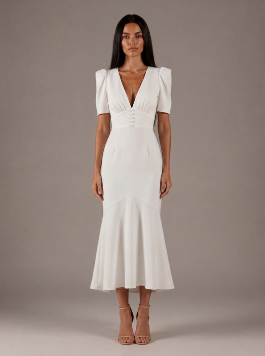 Ivory Elegance Midi Dress
