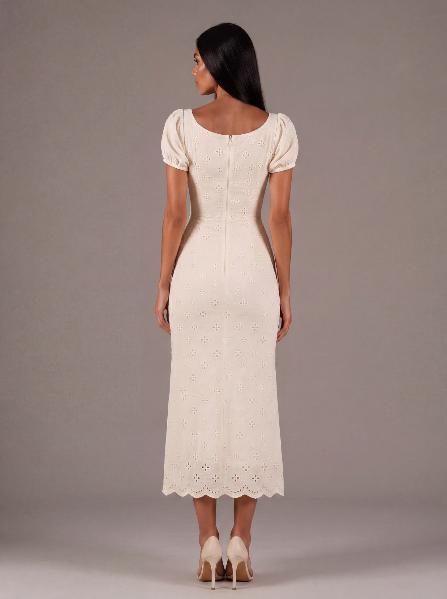 Ivory Blossom Midi Dress