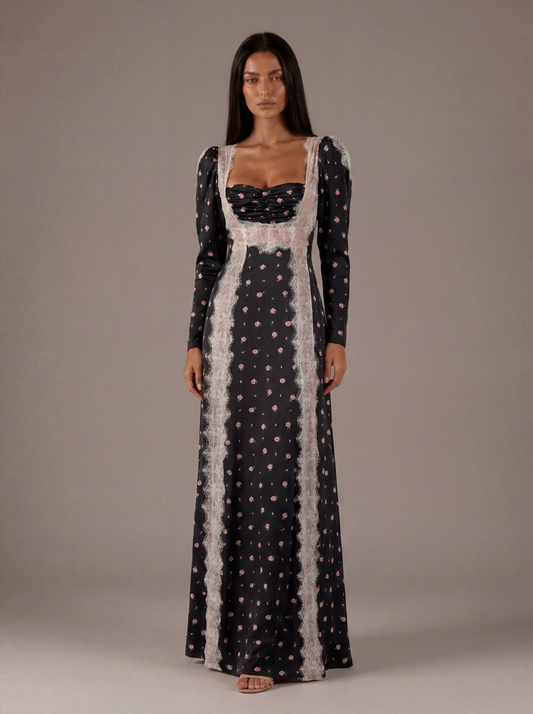 Midnight Rose Lace Maxi Dress