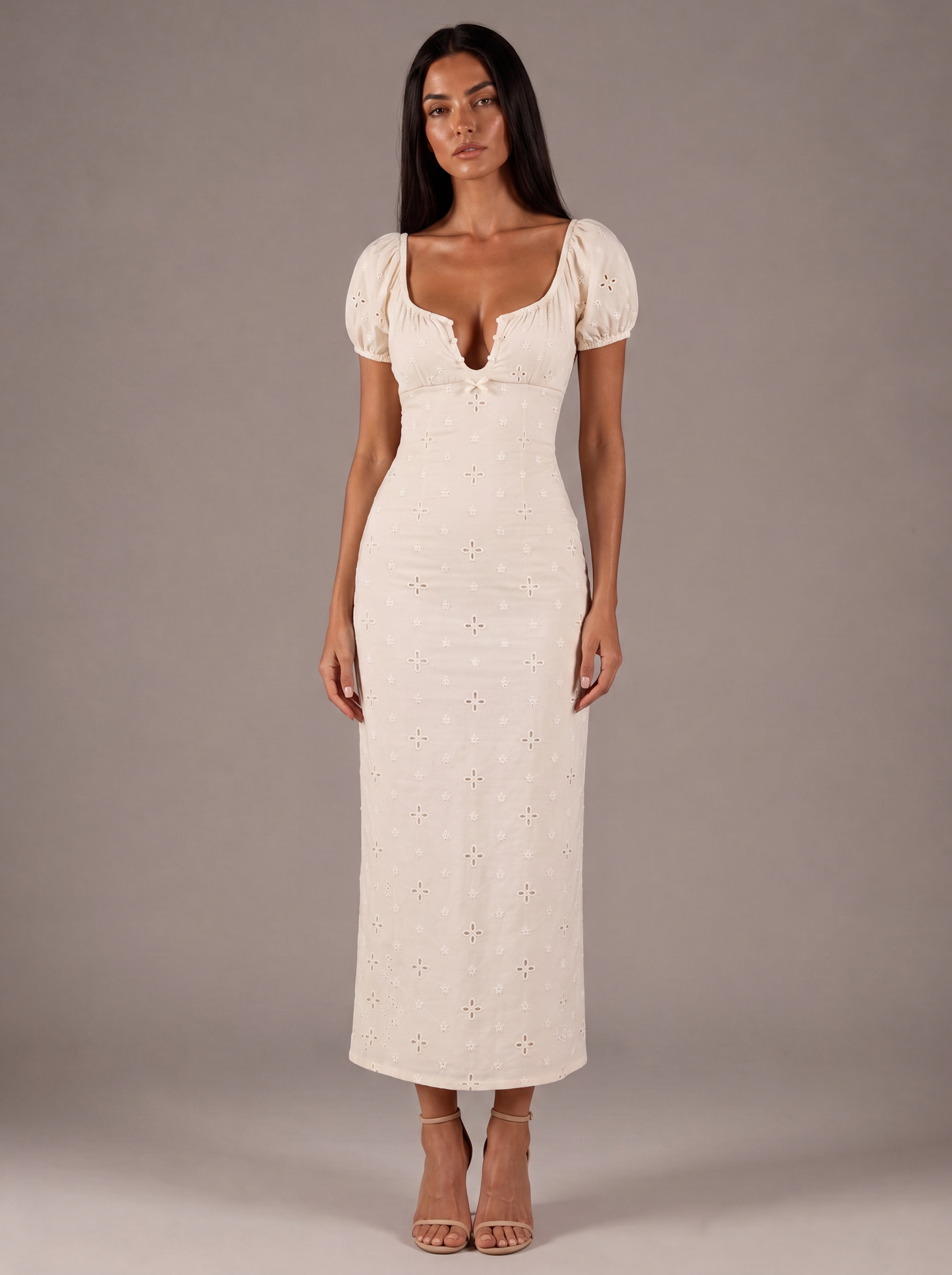 Ivory Blossom Midi Dress