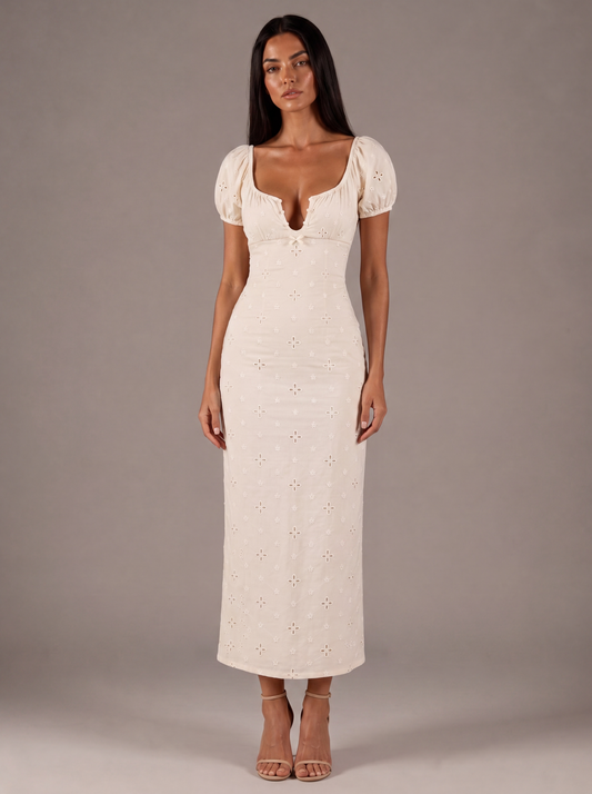 Ivory Blossom Midi Dress