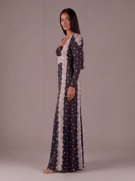 Midnight Rose Lace Maxi Dress